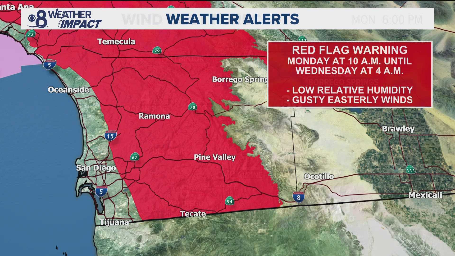 San Diego County Red Flag Warning Wildfire Risk