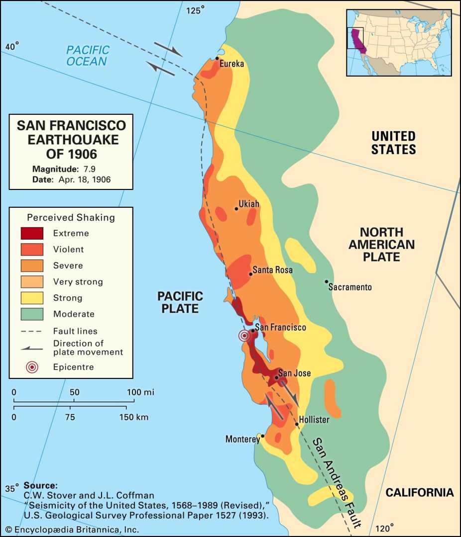 San Francisco Earthquake Map San Andreas Fault