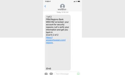 Smishing Scam Text Message Example