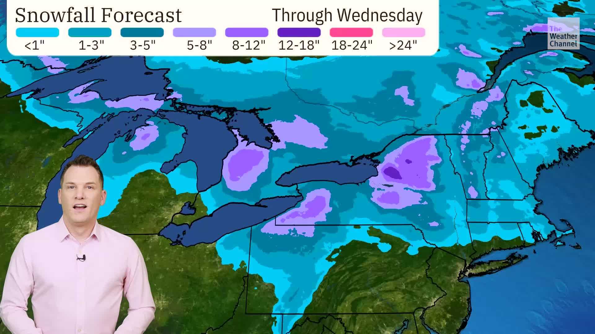 Snow Squalls Great Lakes Northeast Weather Map