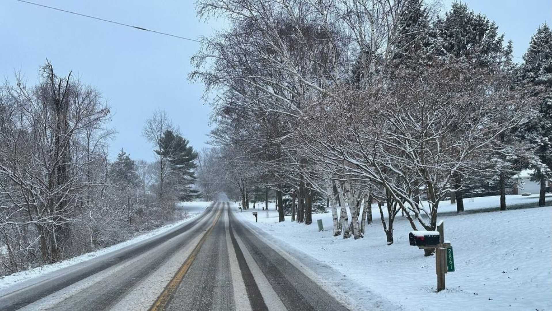 Snow Covered Roads Mid Michigan Winter 2025