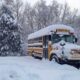 Snow Covered School Buses Michigan Winter