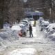 Snow Covered Streets In Massachusetts Winter Storm