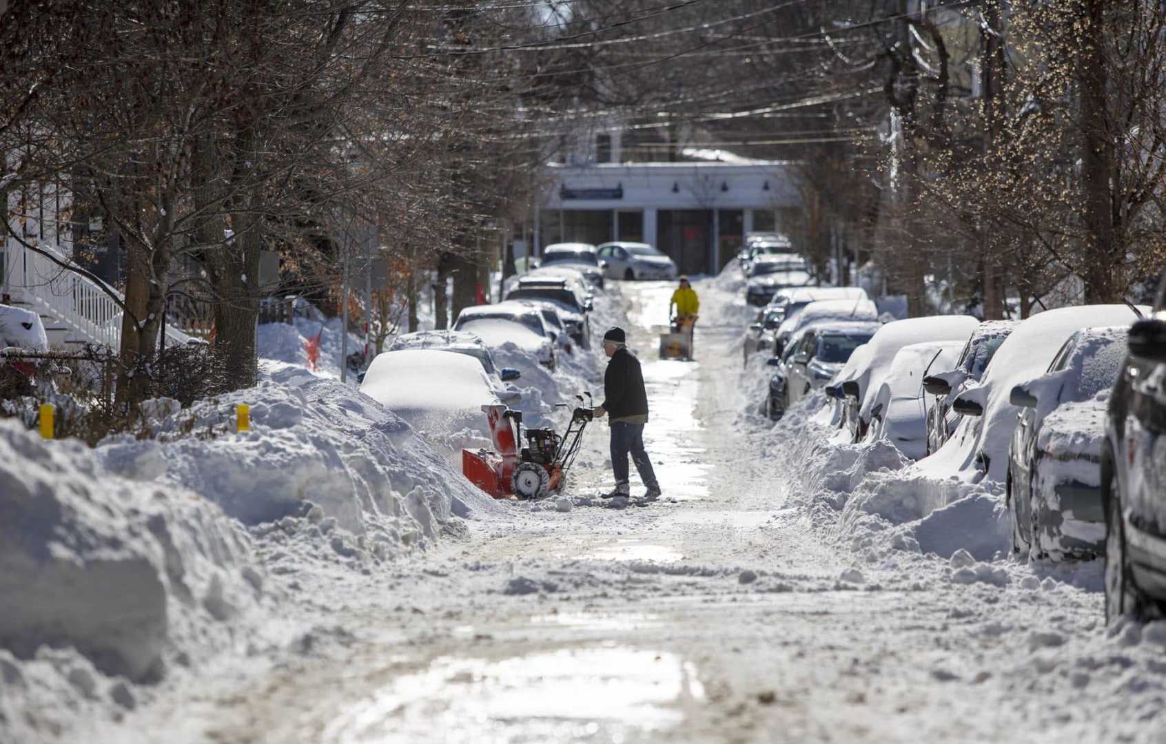 Snow Covered Streets In Massachusetts Winter Storm