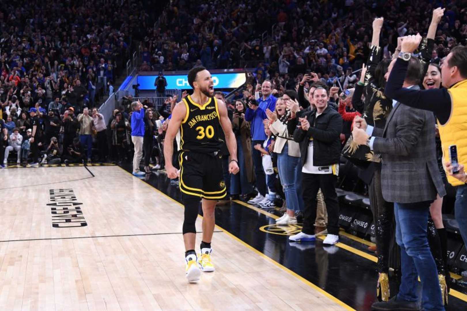 Steph Curry Shooting Three Pointer At Chase Center