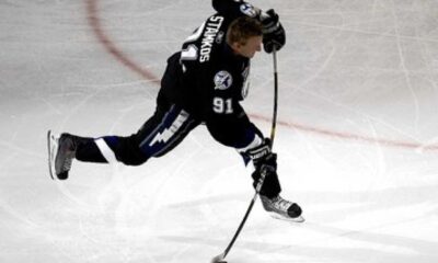 Steven Stamkos Shooting Hockey Puck