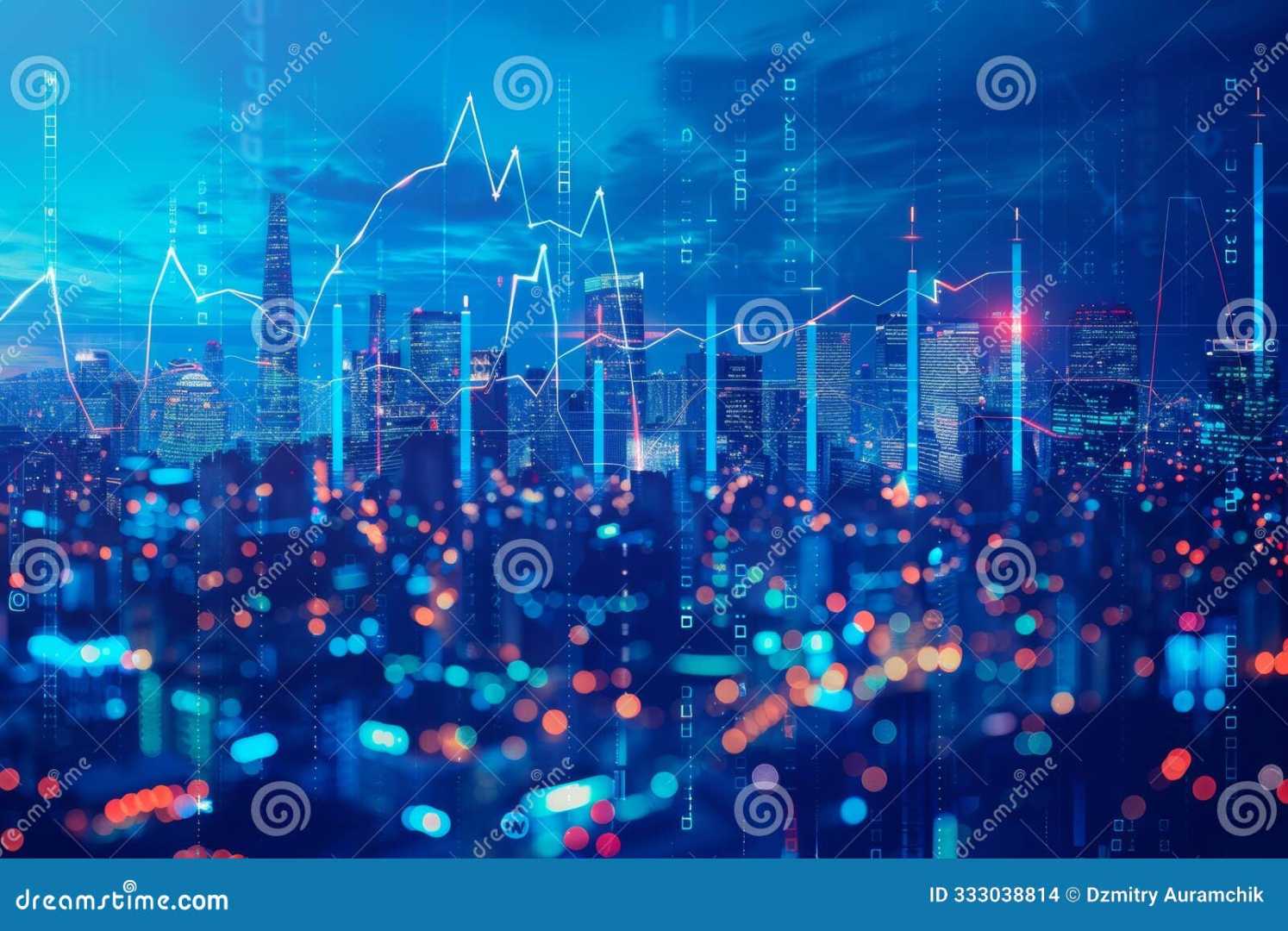 Stock Market Graph With Ai Technology Overlay