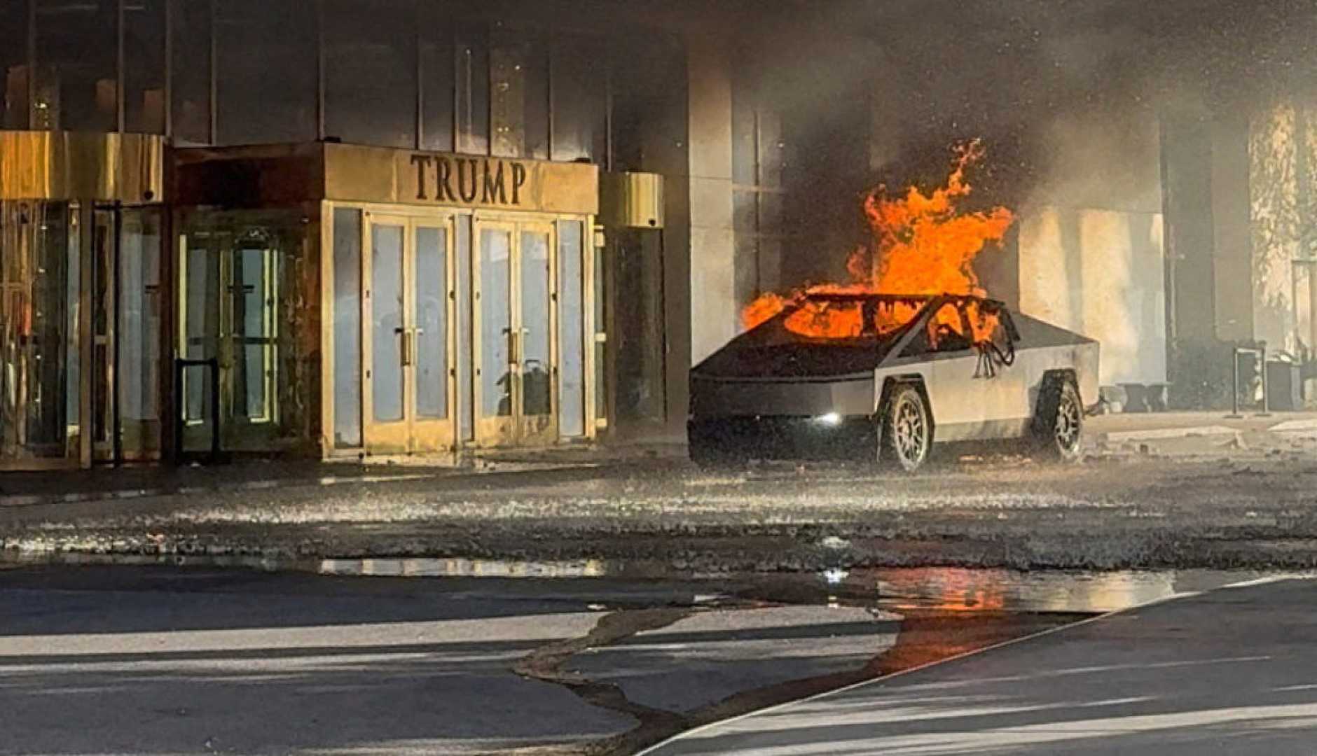 Tesla Cybertruck Explosion Las Vegas Trump Hotel