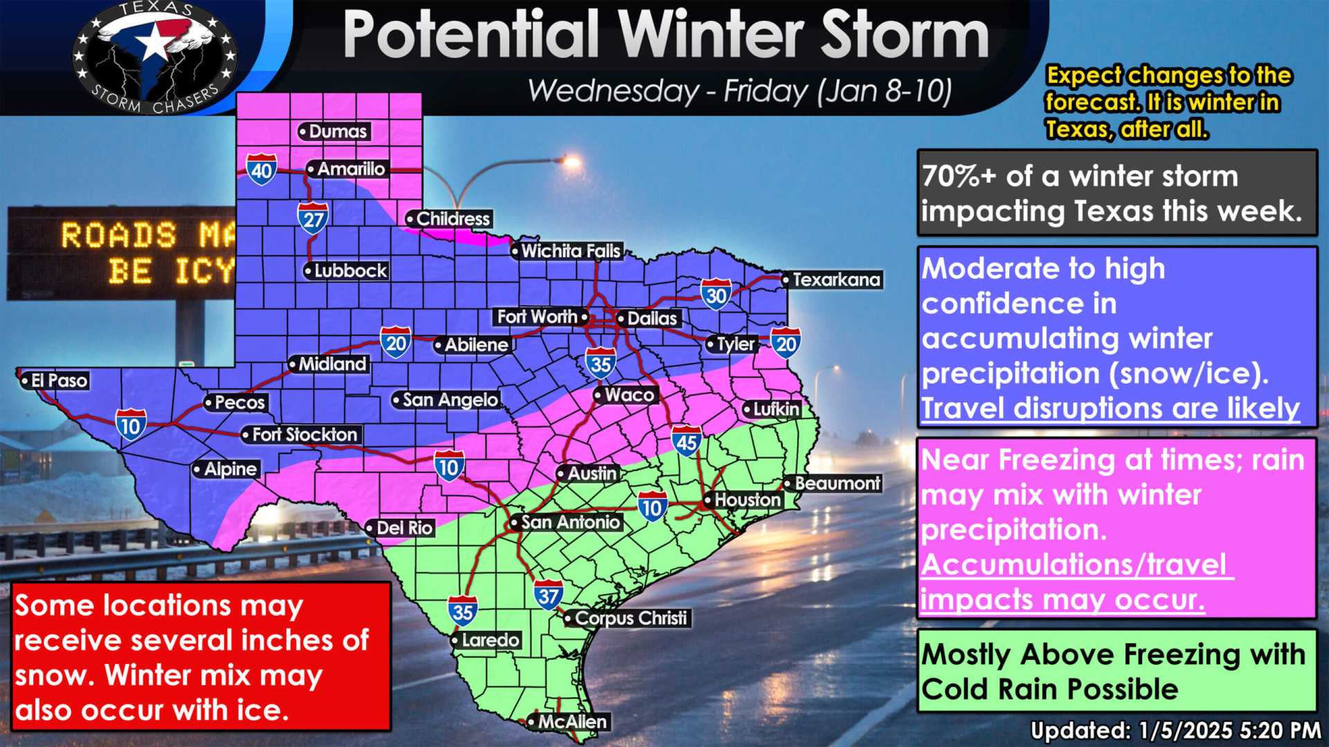 Texas Winter Storm Snow Ice Weather Map