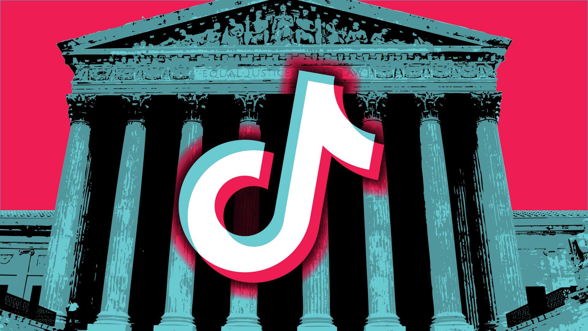 Tiktok Logo With U.s. Supreme Court Building