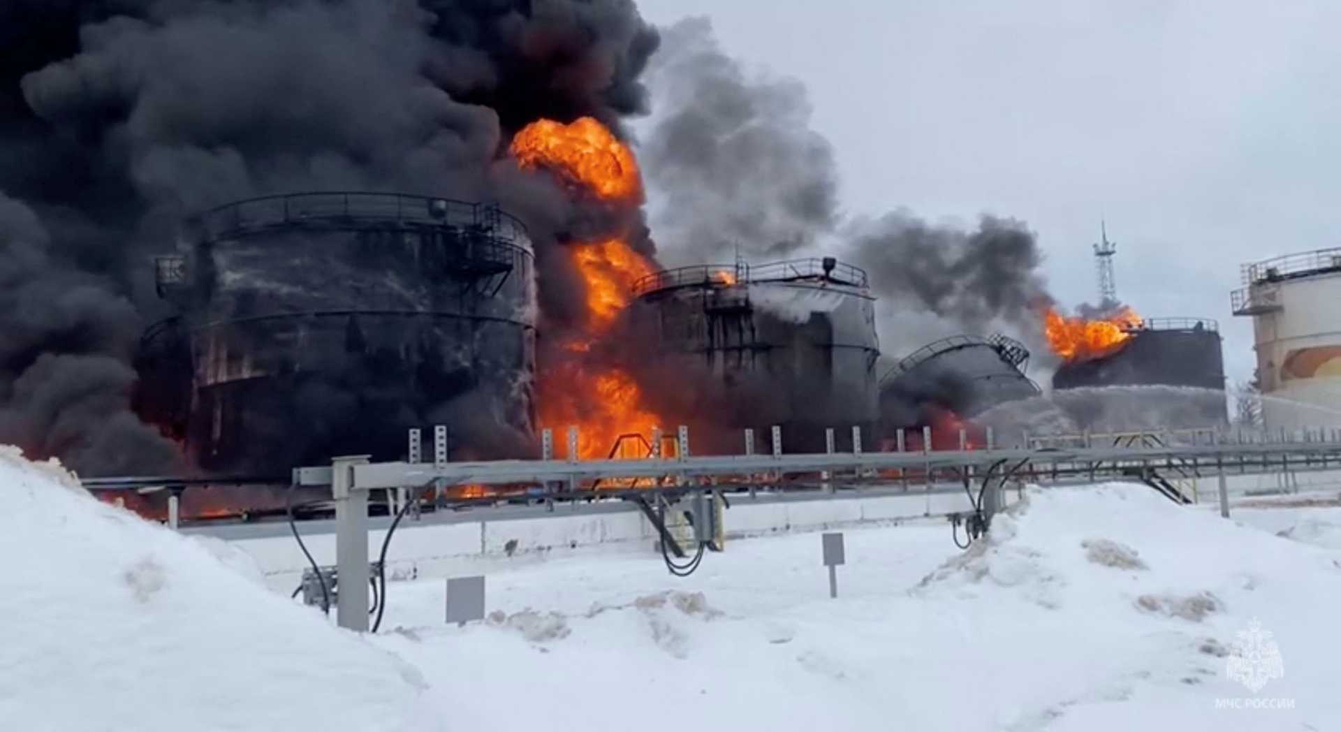 Ukrainian Drone Strike On Russian Fuel Depot