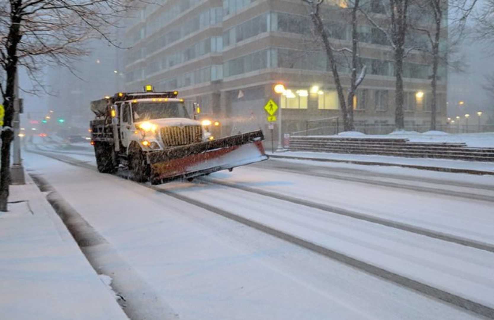 Virginia Winter Storm Snowplows On Roads