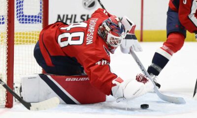 Washington Capitals Goalie Logan Thompson In Action