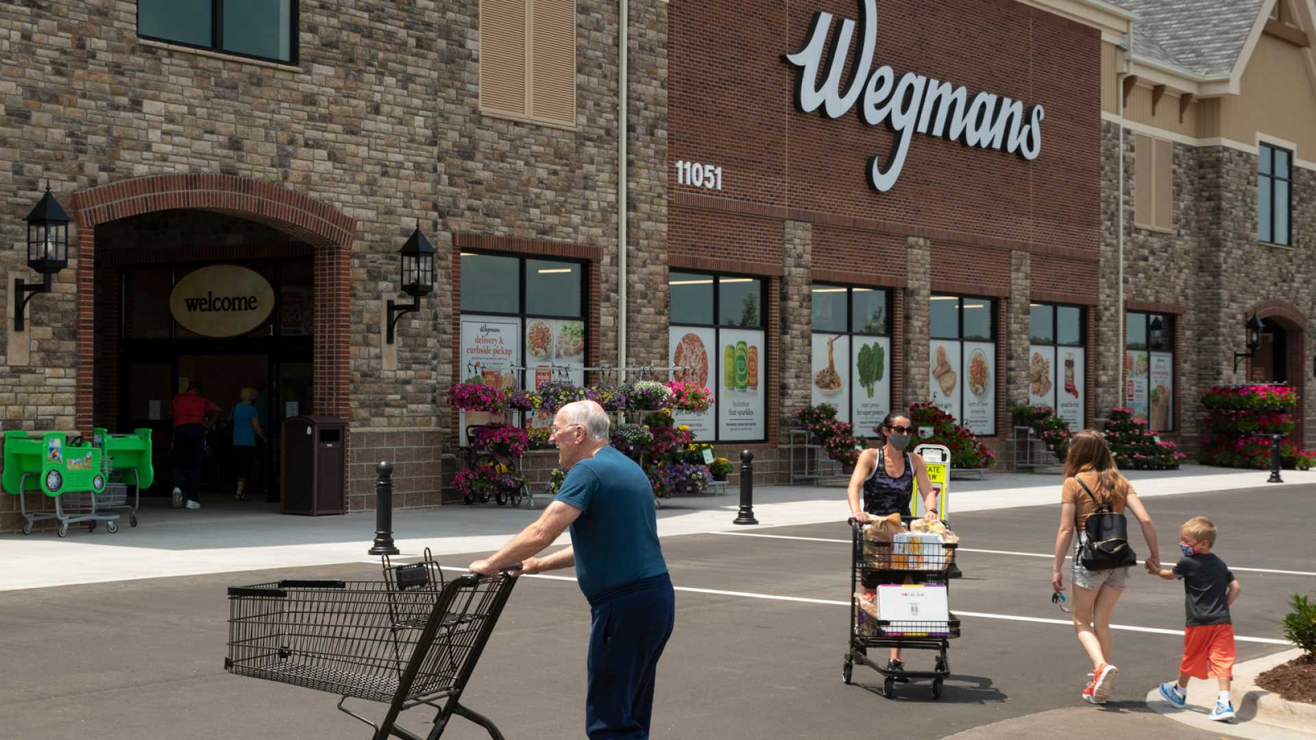 Wegmans Grocery Store Exterior With Shopping Carts