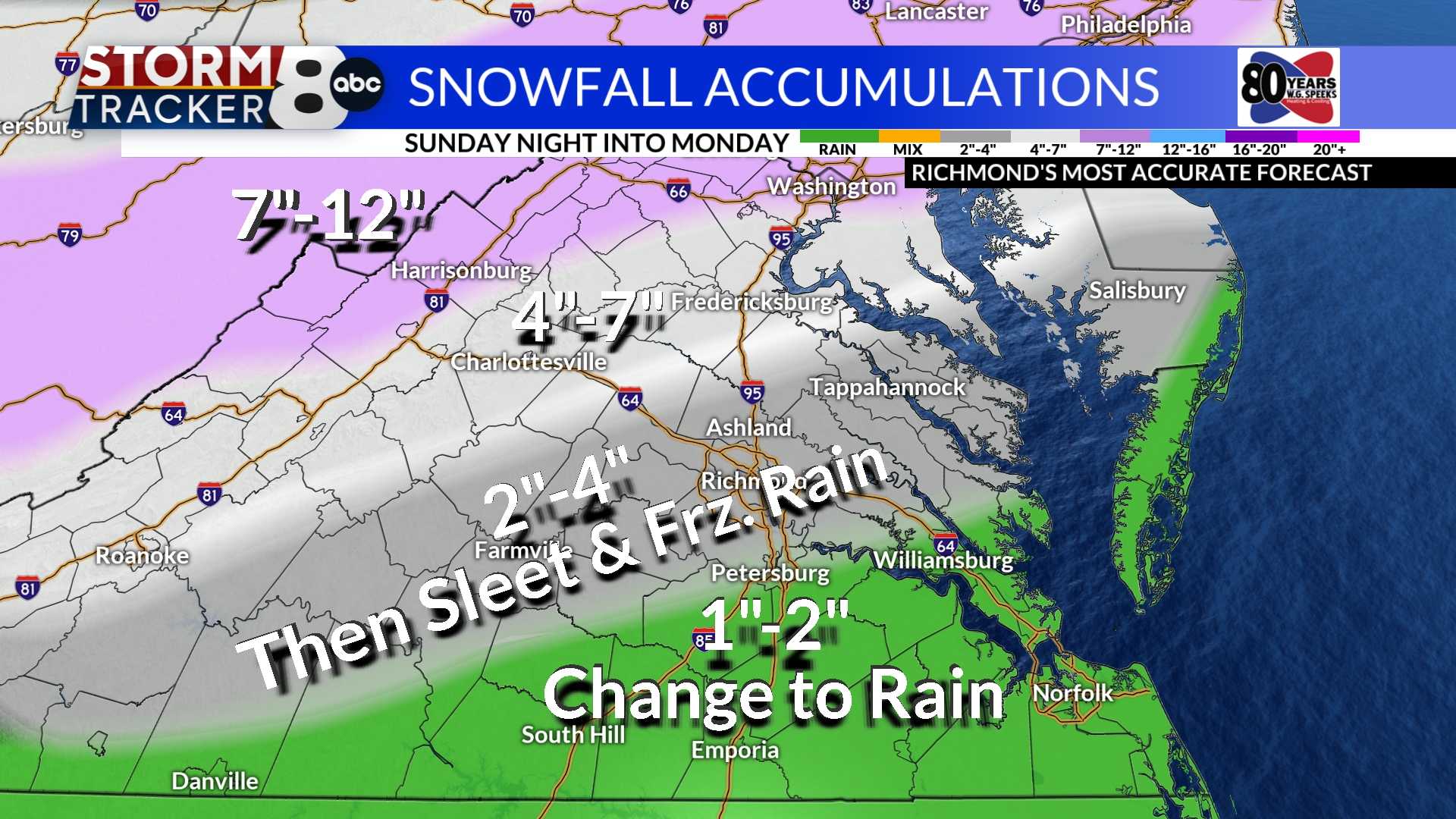 Winter Storm Central Virginia Snow Accumulation 2025