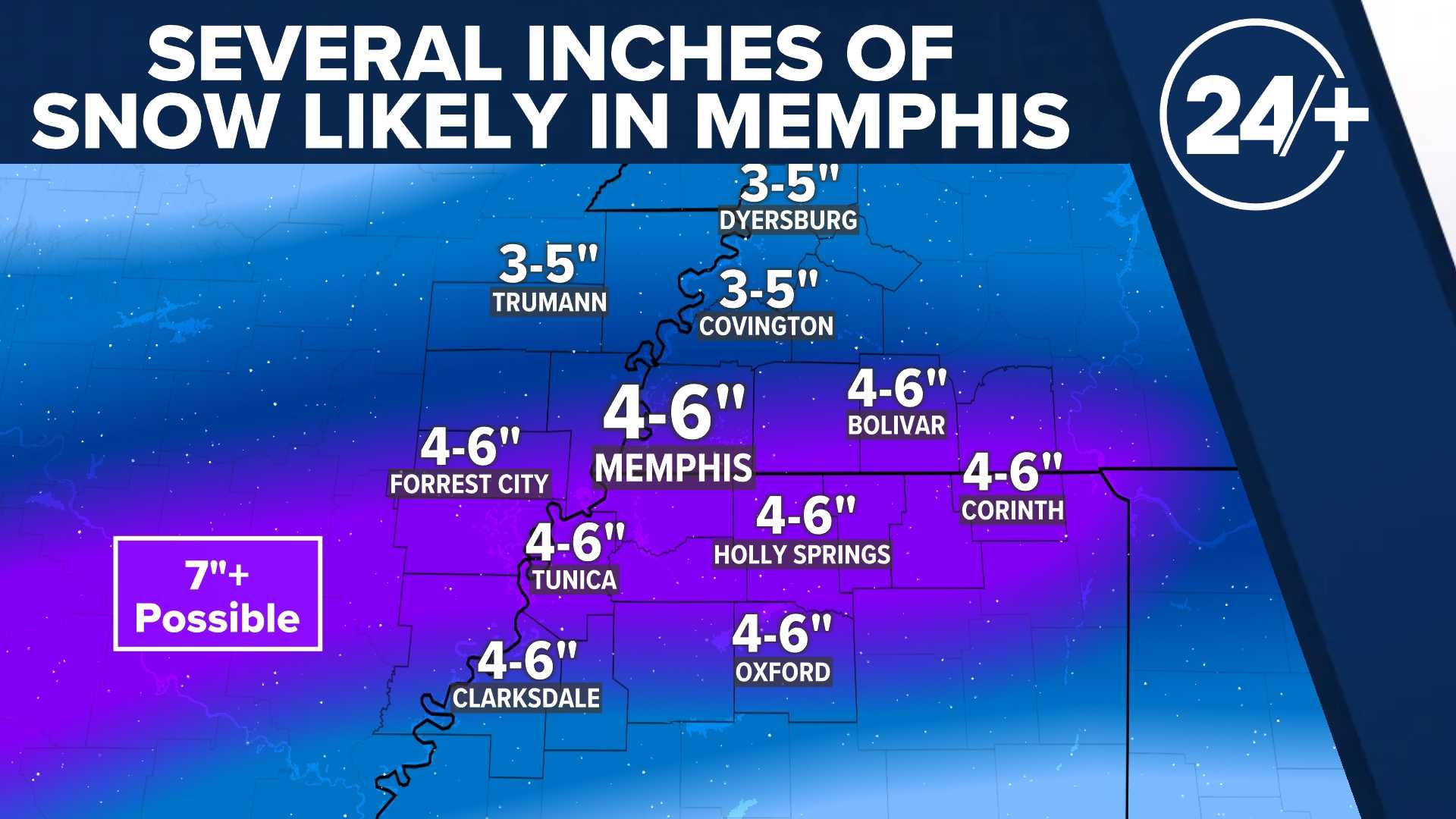 Winter Storm Memphis Tennessee Snow Accumulation