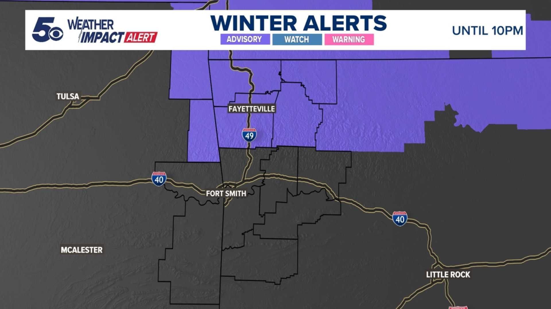 Winter Weather Advisory Arkansas Oklahoma Snow