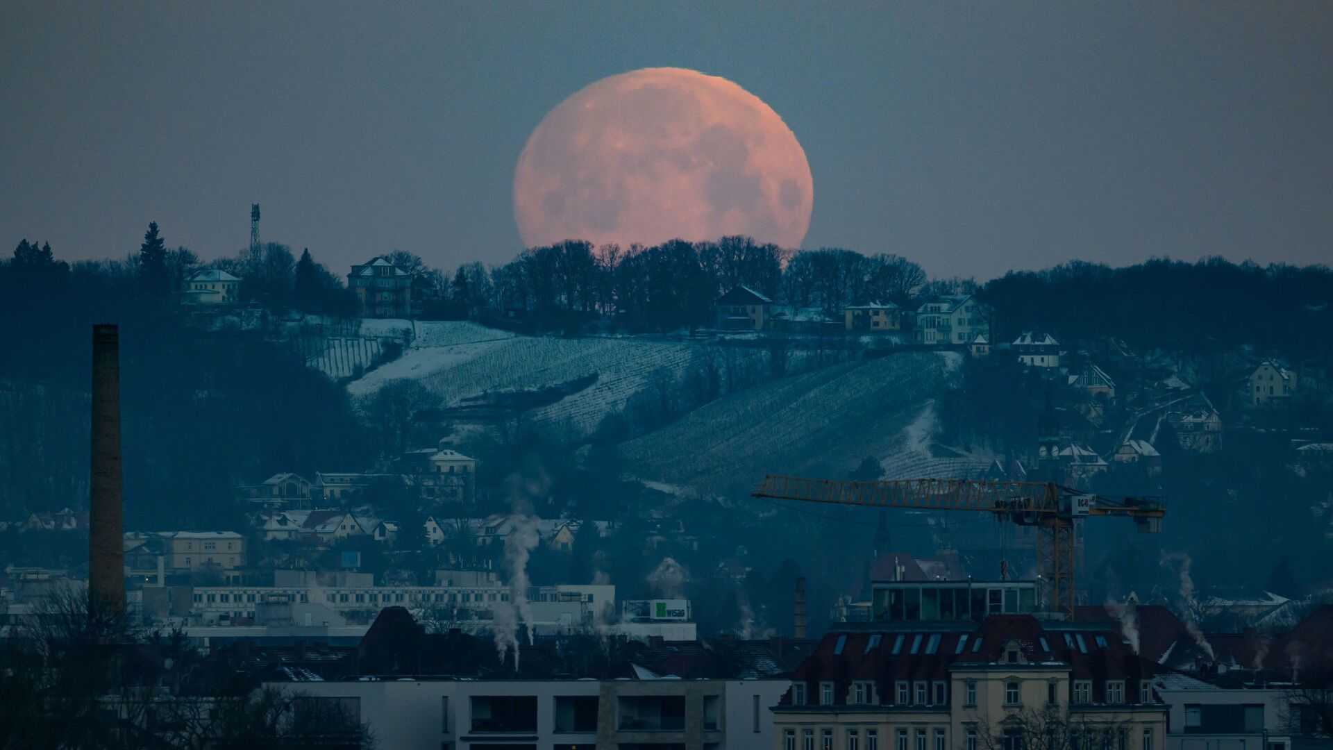 Wolf Moon And Mars Conjunction Night Sky