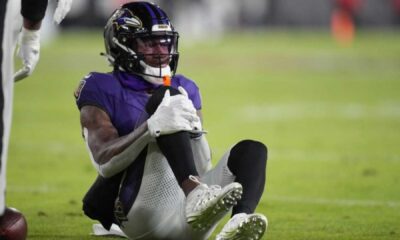 Zay Flowers Ravens Knee Injury Practice