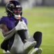 Zay Flowers Ravens Knee Injury Practice