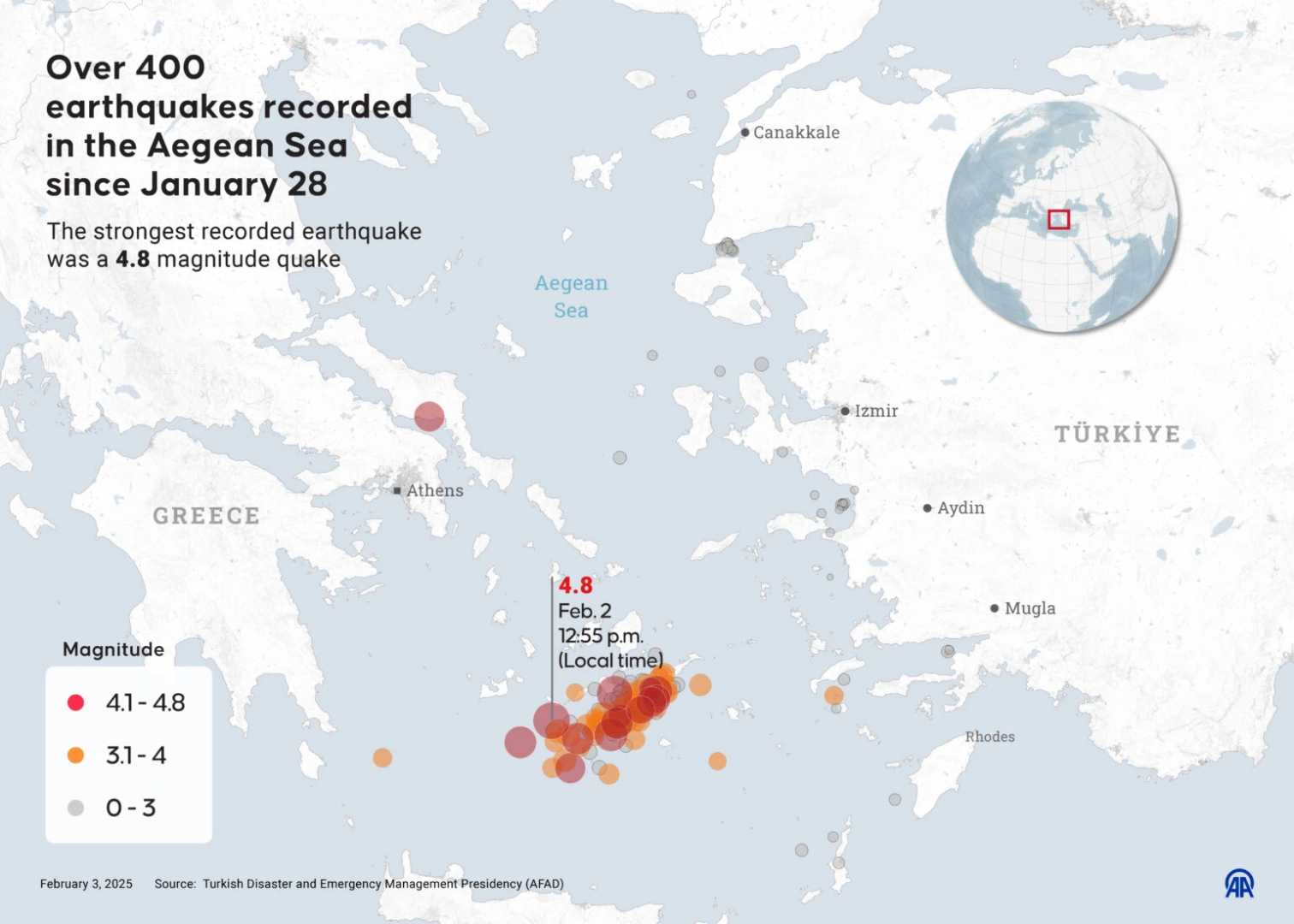 Aegean Sea Earthquake Map With Santorini