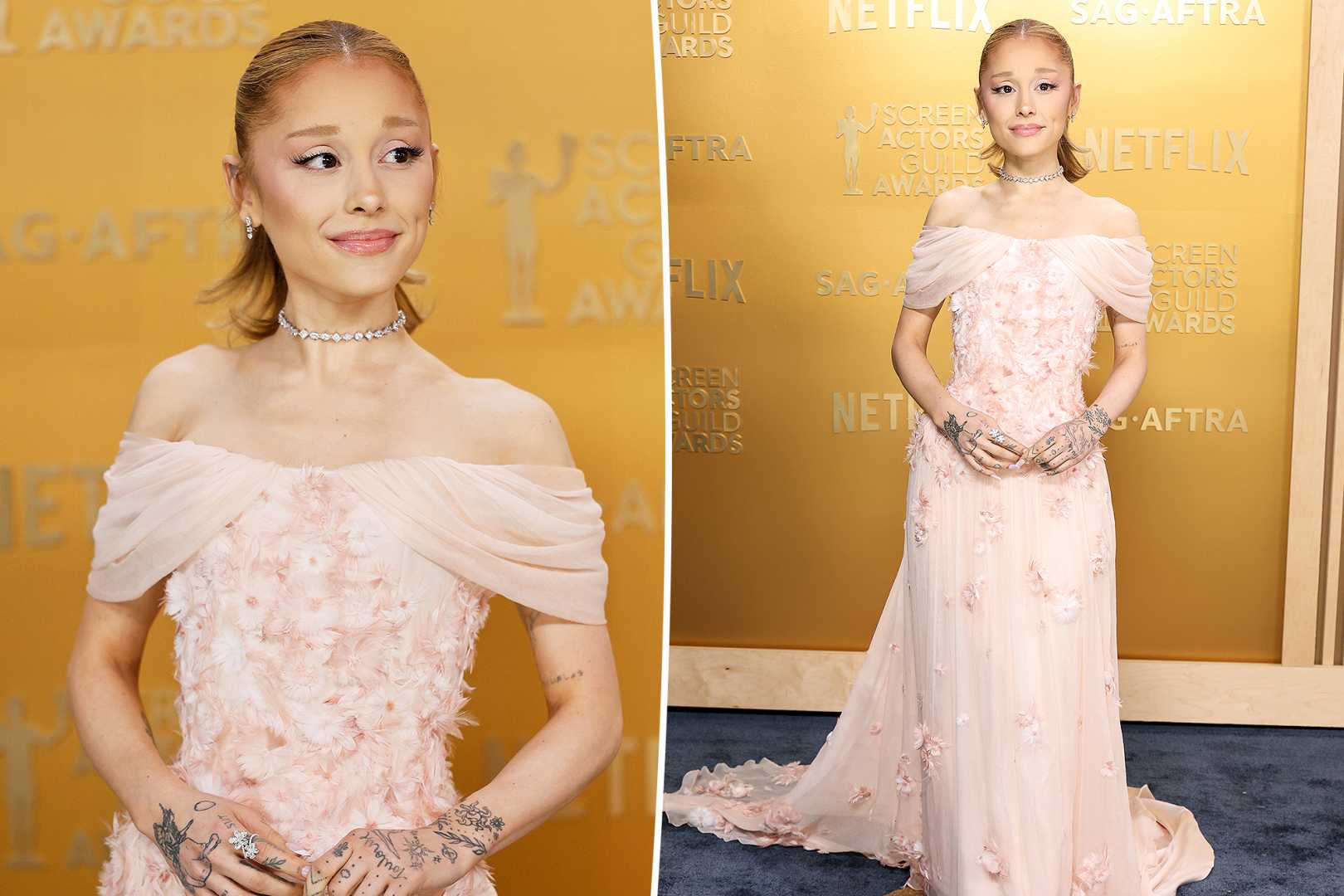 Ariana Grande Sag Awards Red Carpet Pink Gown