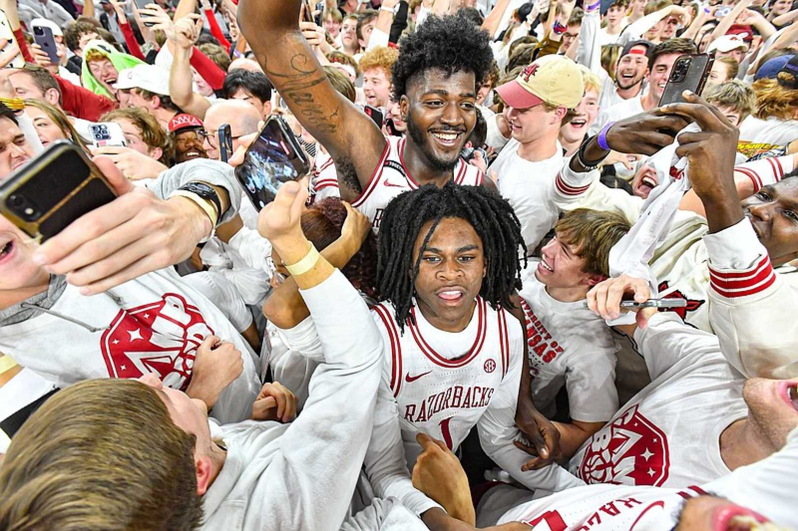 Arkansas Razorbacks Basketball Team Celebrating Victory