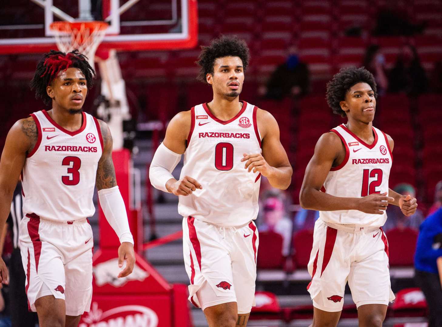 Arkansas Razorbacks College Basketball Team On Court