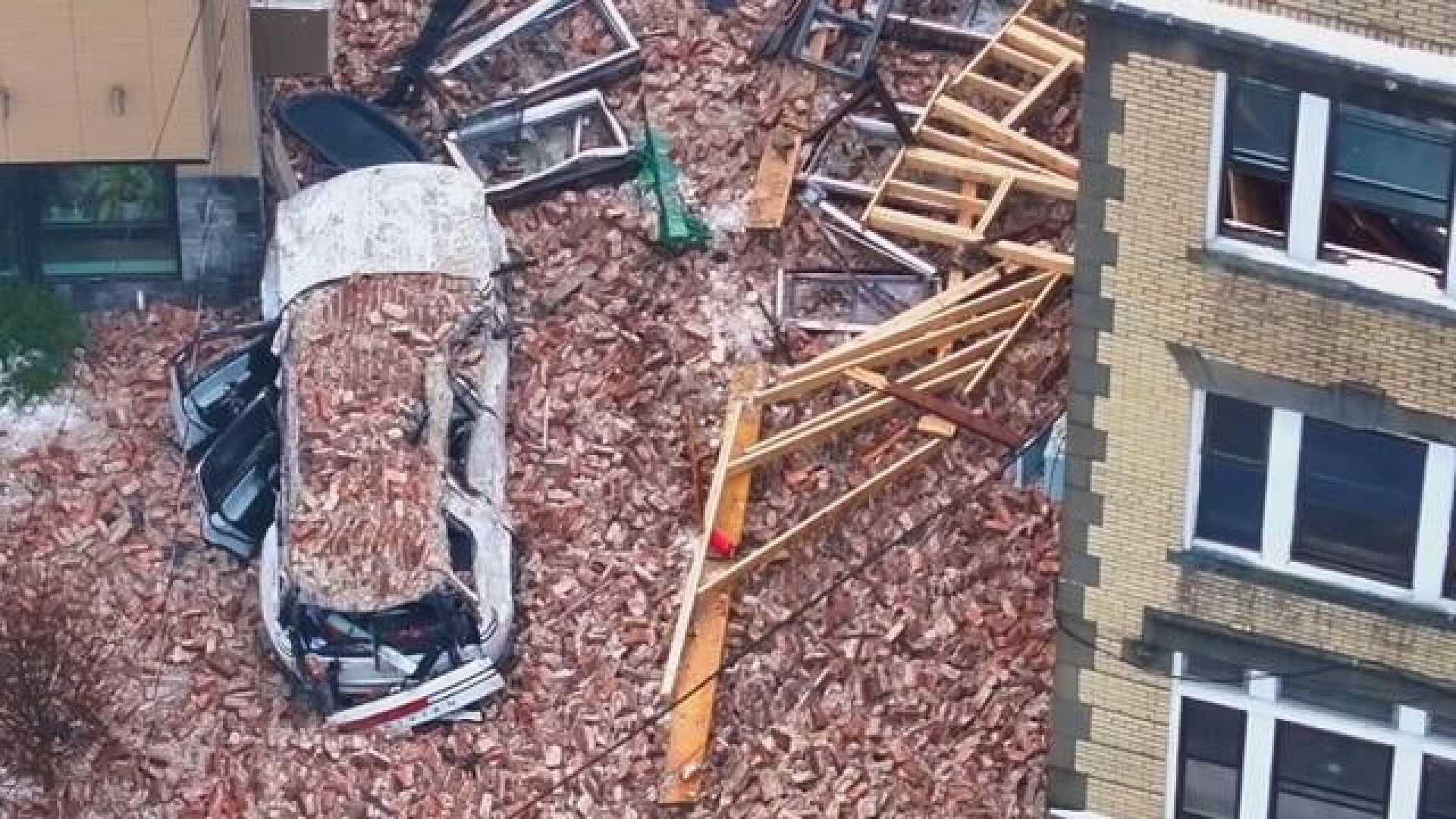 Brookline Building Collapse Car Damage