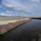 California Aqueduct Water Flow During Winter Storm