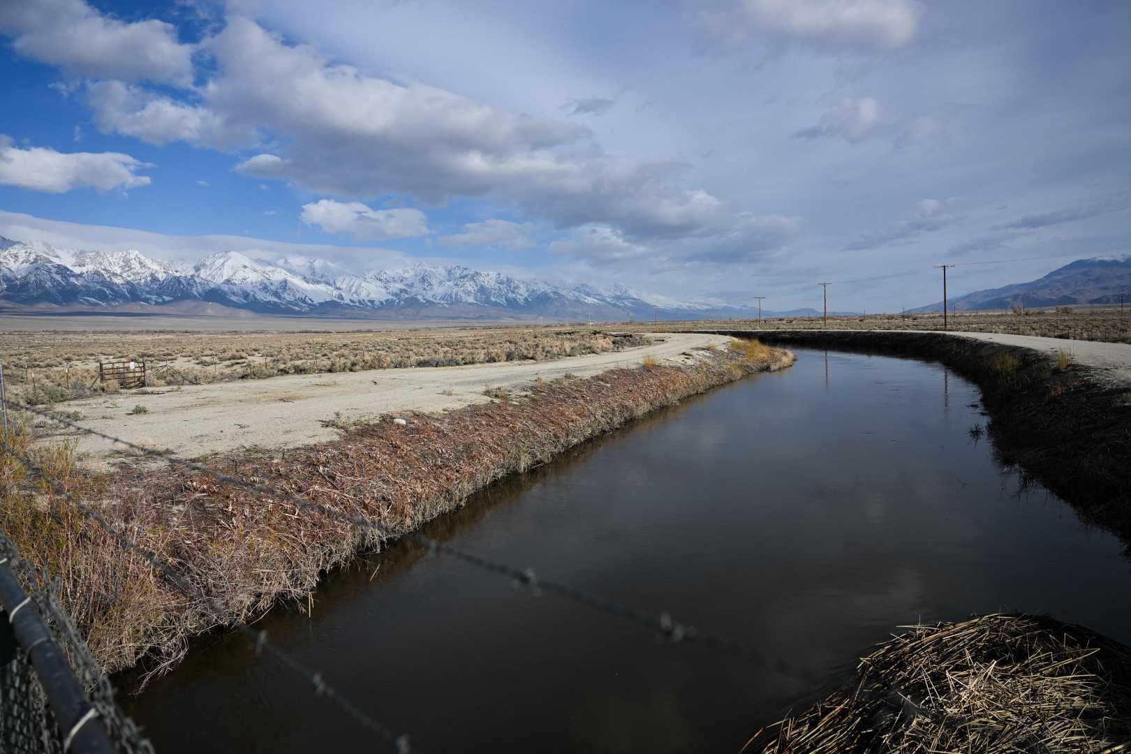 California Aqueduct Water Flow During Winter Storm