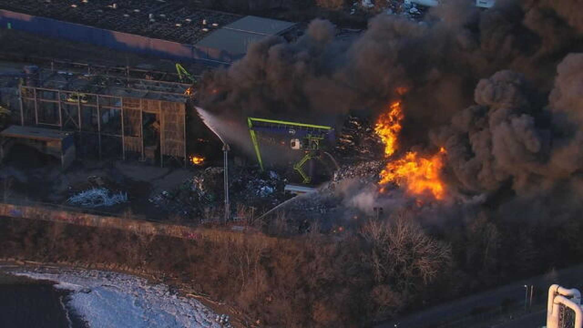 Camden Junkyard Fire Smoke Flames