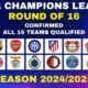 Champions League Round Of 16 Fixtures 2025