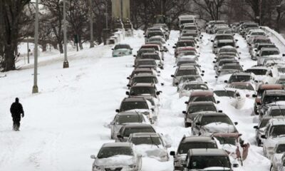 Chicago Illinois Winter Ice Storm Roads