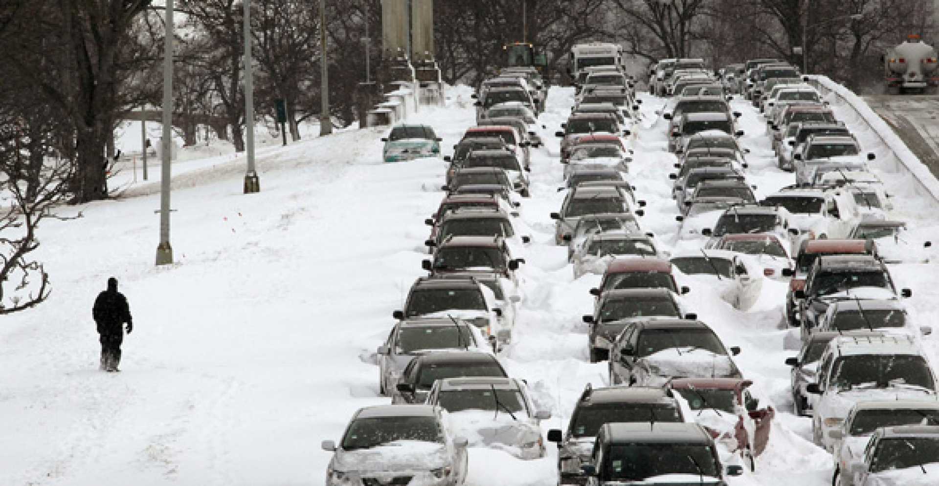 Chicago Illinois Winter Ice Storm Roads