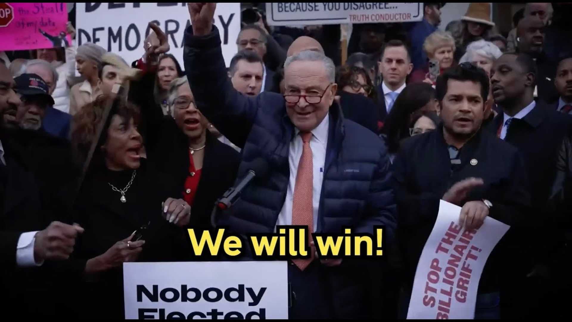 Chuck Schumer Rally Treasury Building Protest