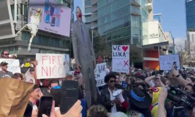 Dallas Mavericks Fans Protest Trade Outside American Airlines Center