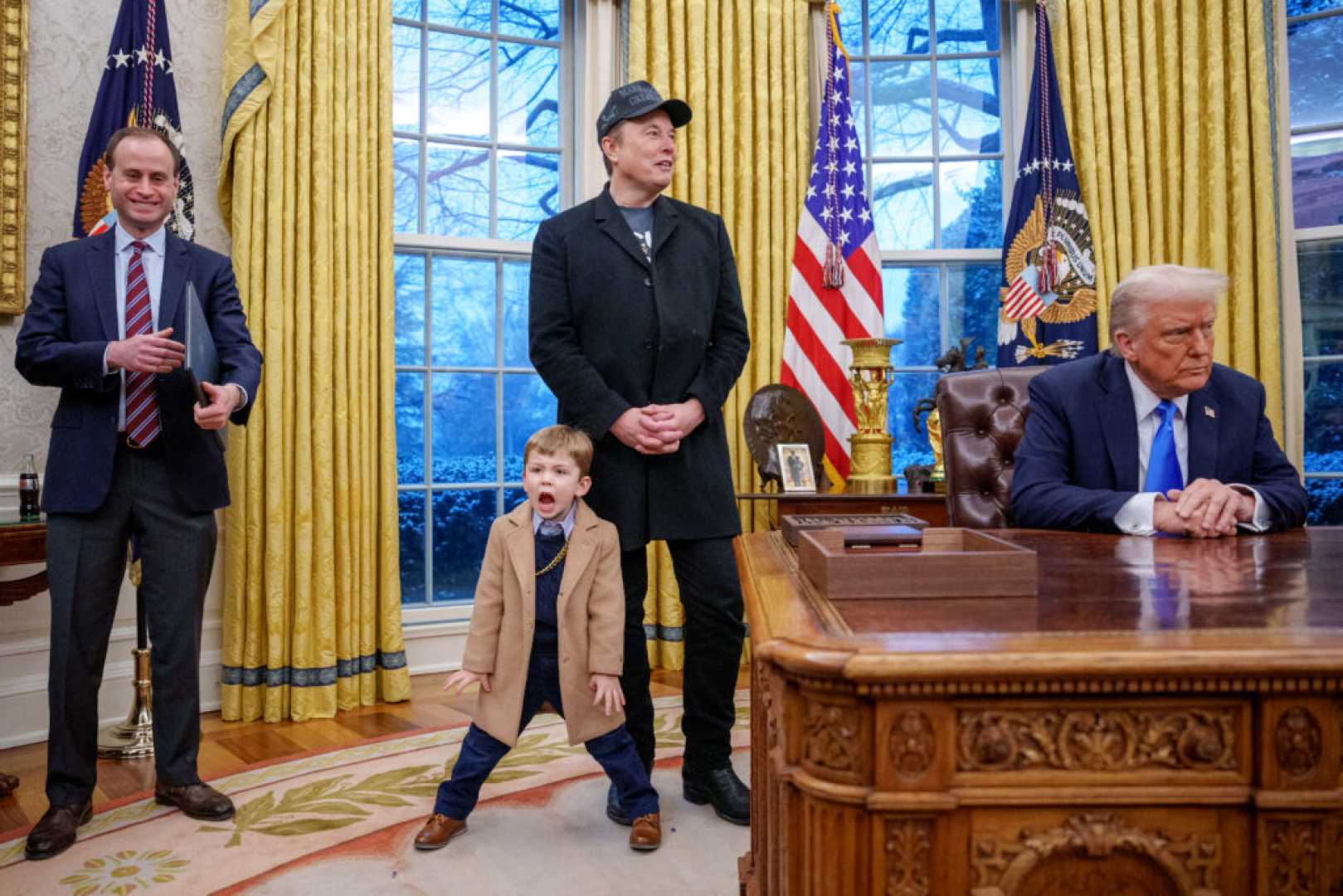 Elon Musk With Children In Oval Office