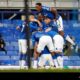 Everton Football Players Celebrating A Goal