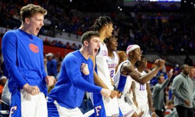 Florida Gators Basketball Players Celebrating During Game