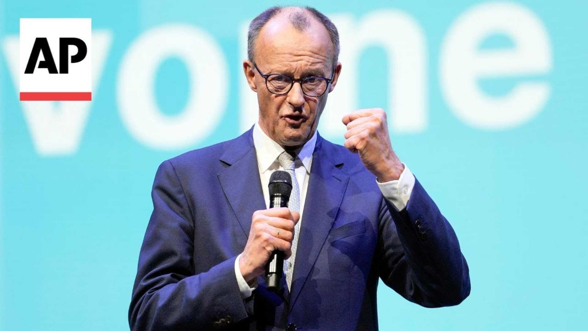 Friedrich Merz Election Campaign Protest Demonstration