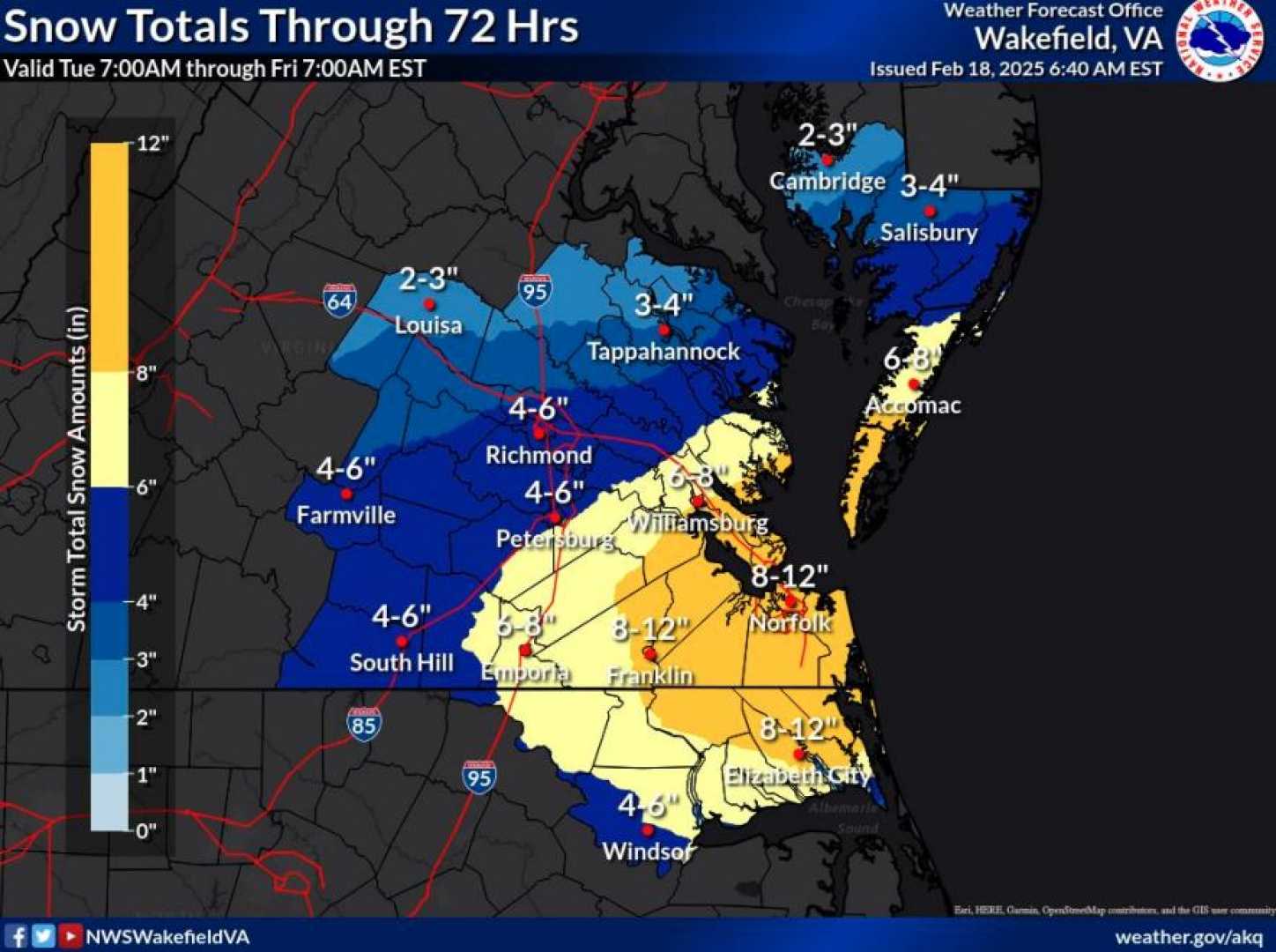 Hampton Roads Winter Storm Snowfall Forecast