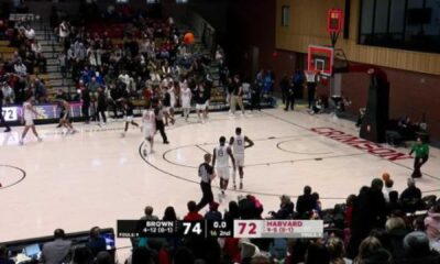 Harvard Brown College Basketball Game Action