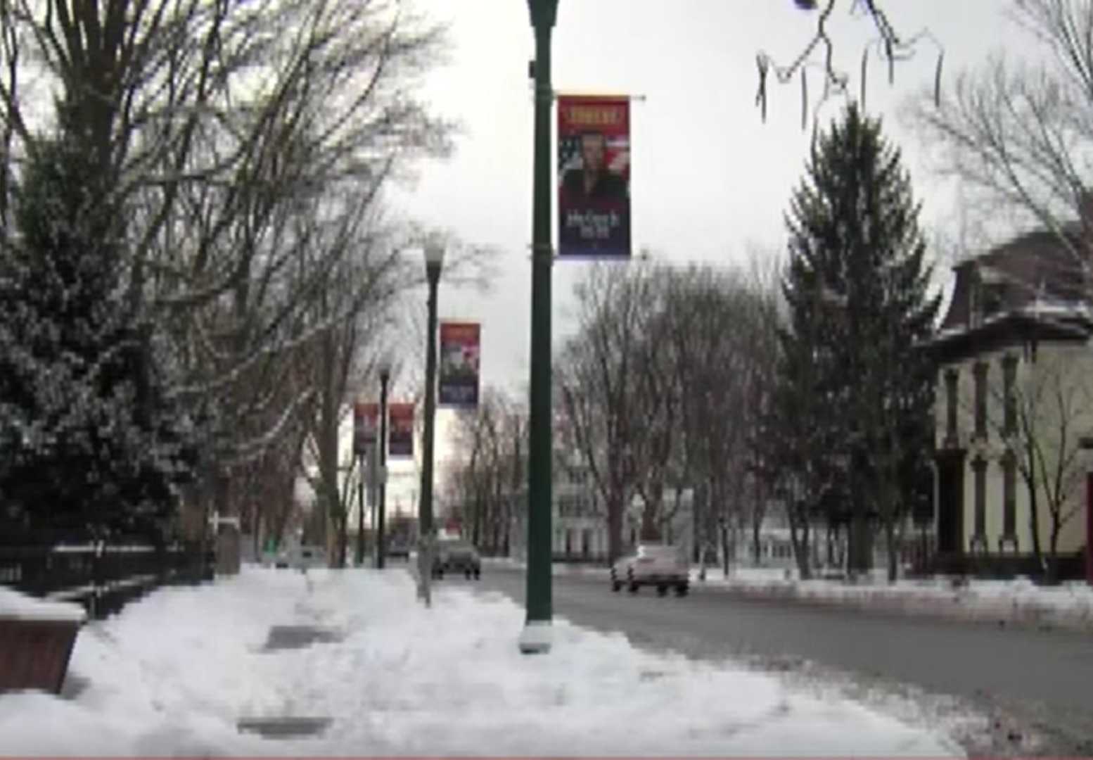 Icy Sidewalks In Troy New York Winter