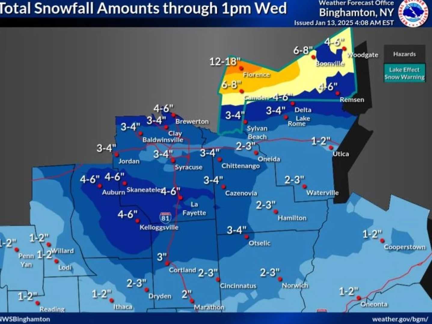 Lake Effect Snow Warning Oneida County