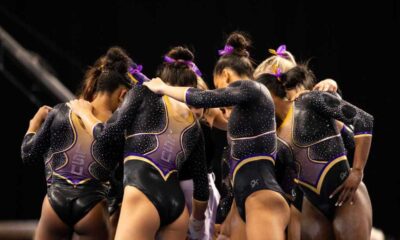 Lsu Gymnastics Team Celebrating Victory