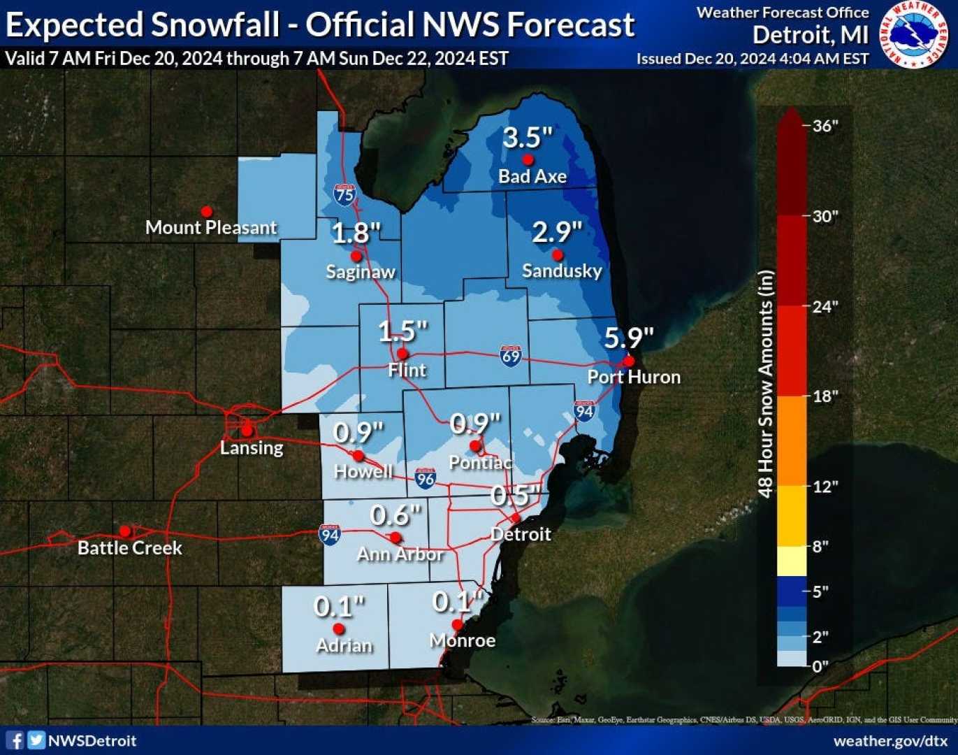 Michigan Winter Weather Advisory Snow Accumulation Map