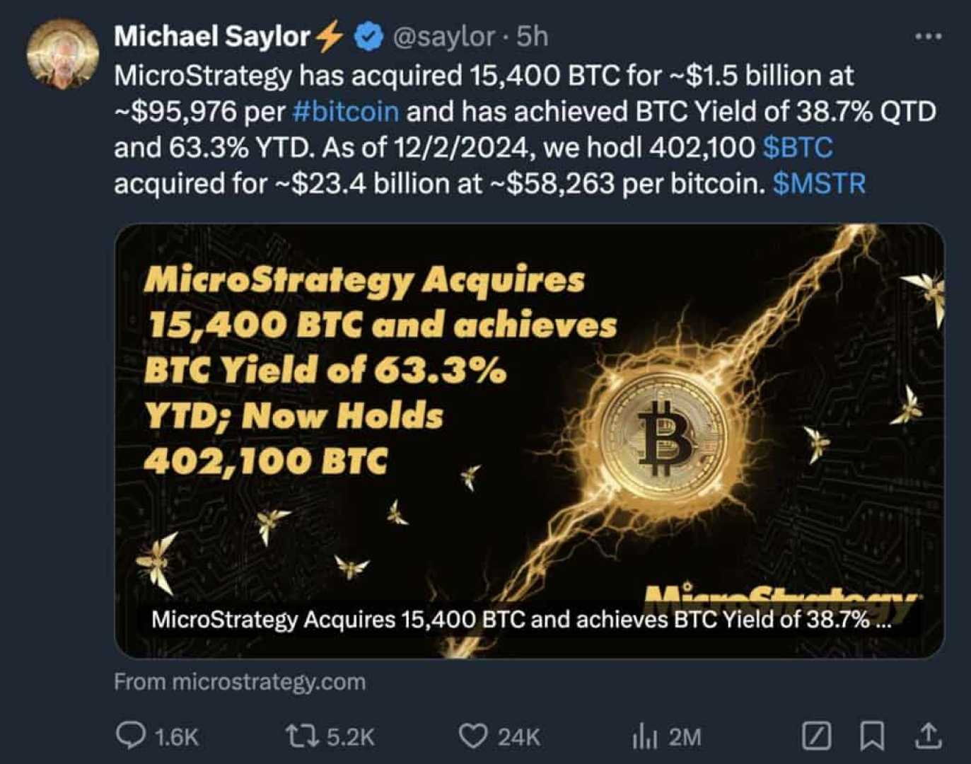 Microstrategy Bitcoin Acquisition News