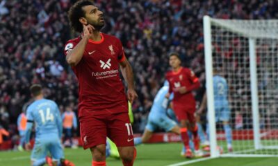 Mohamed Salah Celebrating Goal Liverpool Manchester City