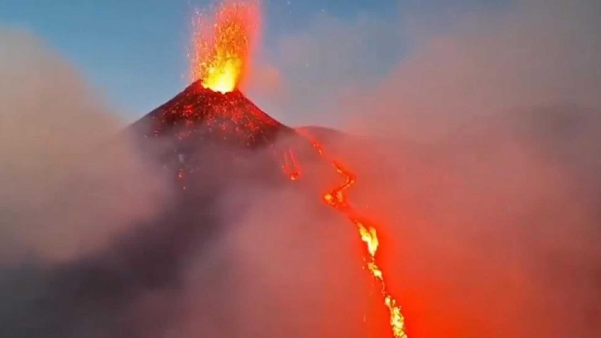 Mount Etna Eruption Lava Flow Sicily